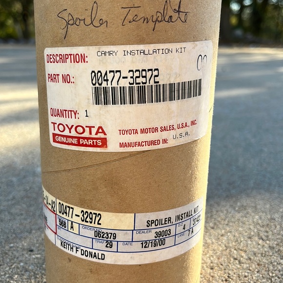 Toyota Genuine OEM 2001 Camry Spoiler Template - Picture 1 of 7
